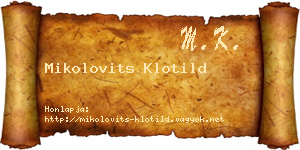Mikolovits Klotild névjegykártya